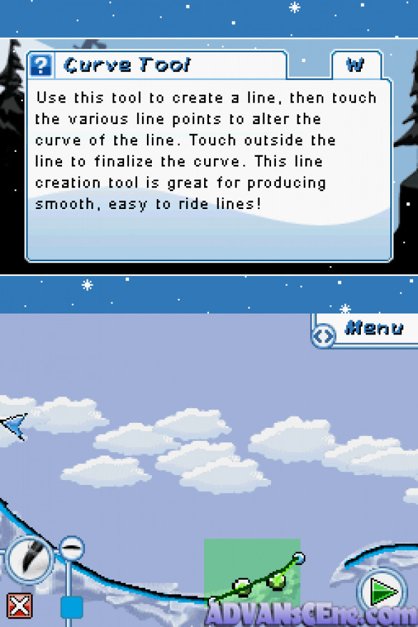 Line Rider 2: Unbound gameplay for Nintendo DS (DS) puzzle physics simulation video game