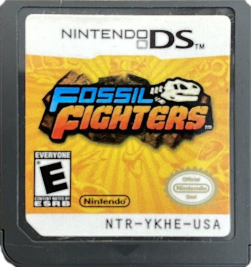 Fossil Fighters Nintendo DS DS role playing adventure video game featuring fossil excavation dinosaur fossils prehistoric creatures turn-based battles fossil restoration team building exploration museums and classic Nintendo DS DS gameplay collectible retro gaming appeal cartridge