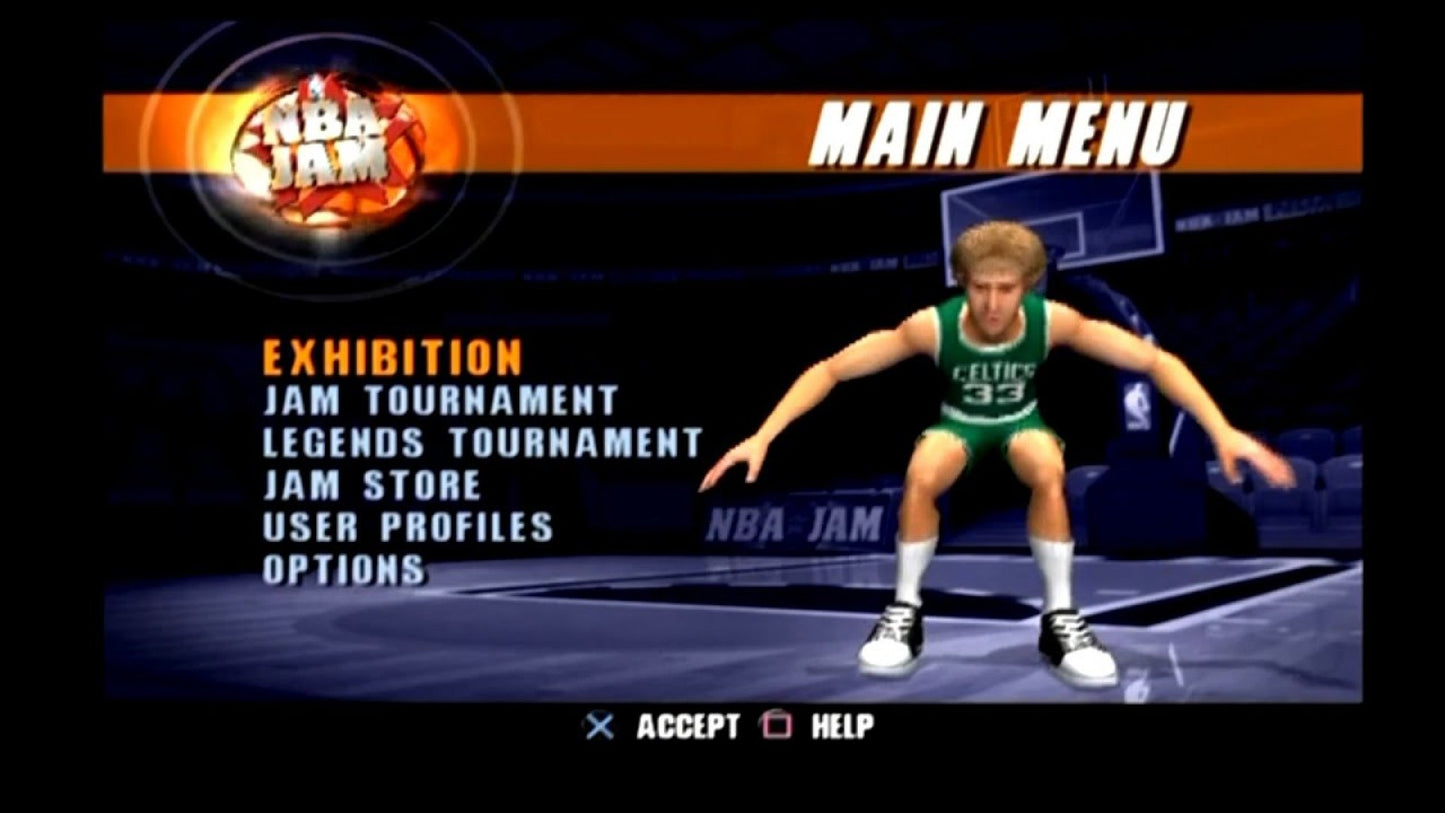 NBA Jam – PlayStation 2 (PS2) arcade basketball sports video game title screen