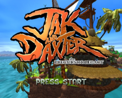 Jak and Daxter: The Precursor Legacy title screen for PlayStation 2 (PS2) video game