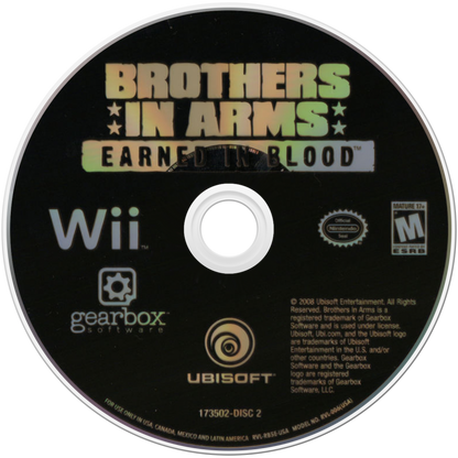 Brothers in Arms: Double Time disc 2 cover art for Nintendo Wii (Wii) video game 