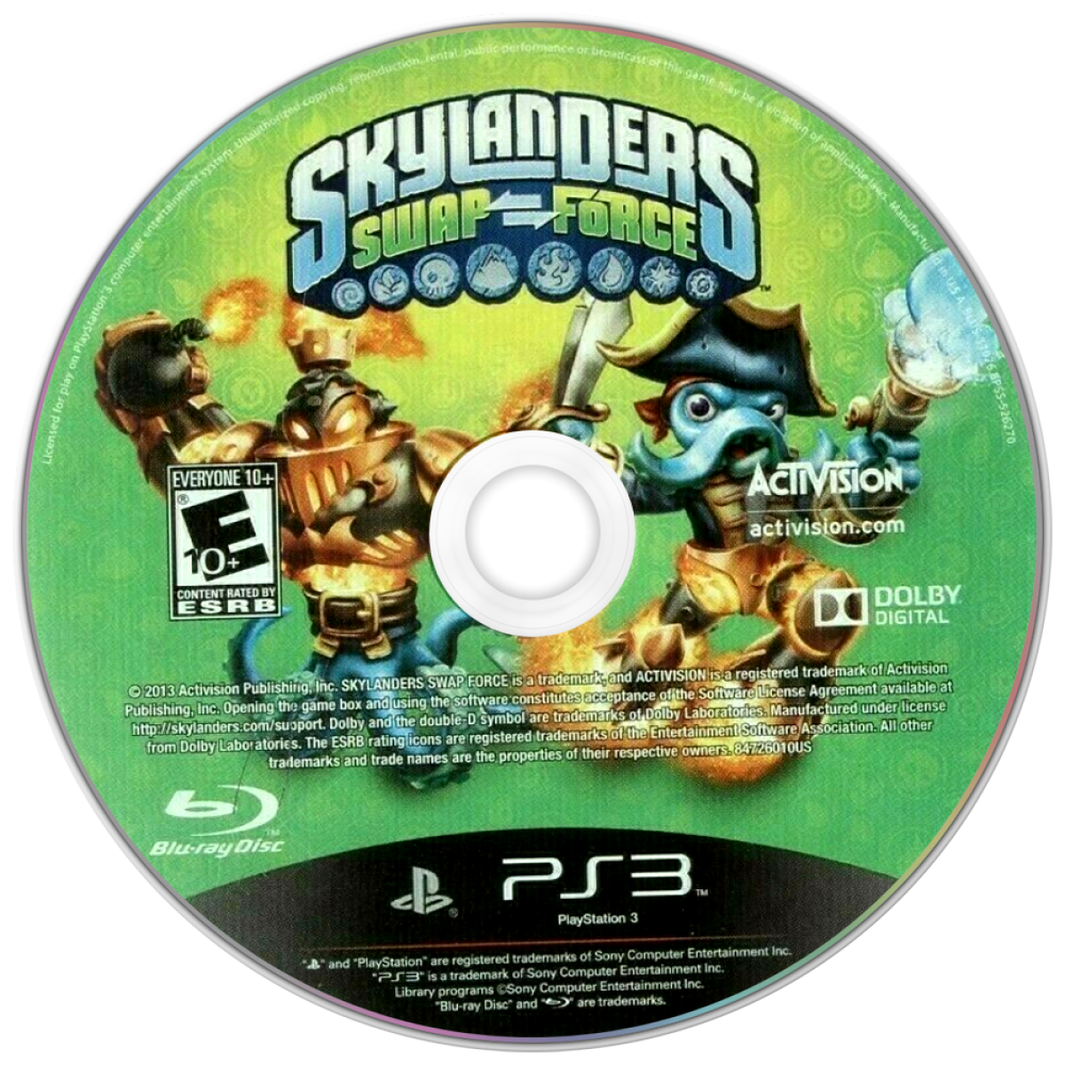 Skylanders: Swap Force disc art for PlayStation 3 (PS3) video game