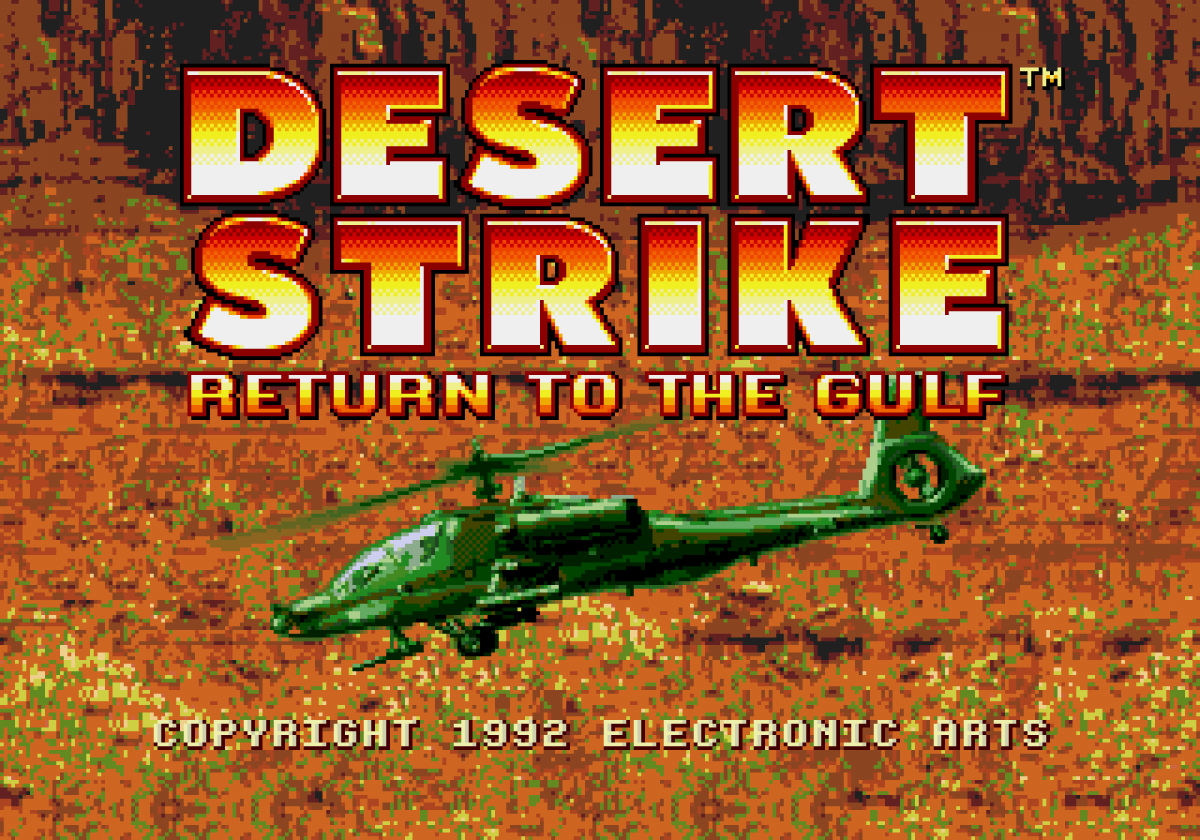 Desert Strike Return to the Gulf Sega Genesis retro video game helicopter shooter title screen (1992)