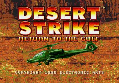 Desert Strike Return to the Gulf Sega Genesis retro video game helicopter shooter title screen (1992)