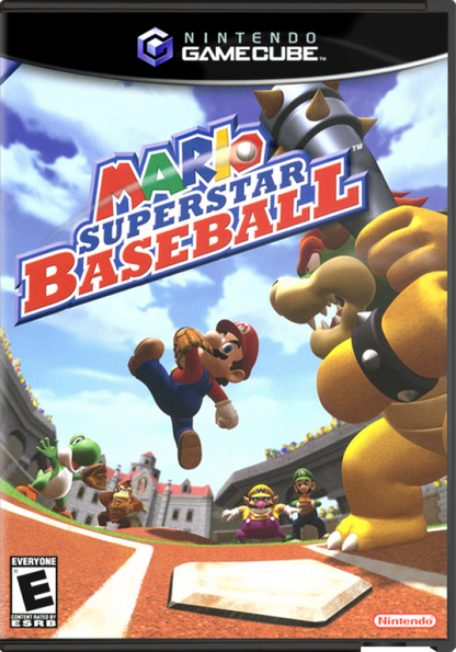 Mario Superstar Baseball cover art for GameCube (GC) sports baseball video game