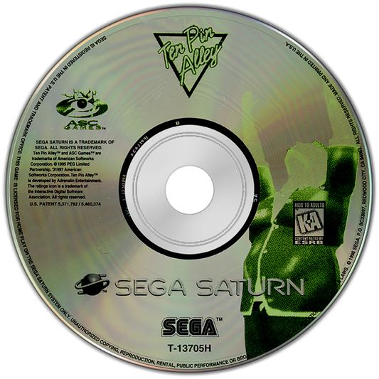 Ten Pin Alley disc art for Sega Saturn (SS) video game
