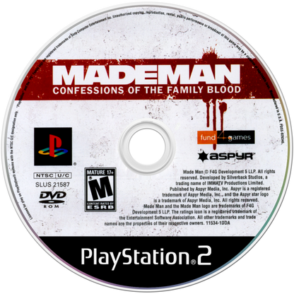 Made Man: Confessions of the Family Blood disc art for Playstation 2 (PS2) Video Game 
