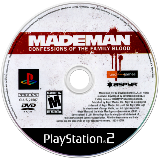 Made Man: Confessions of the Family Blood disc art for Playstation 2 (PS2) Video Game 