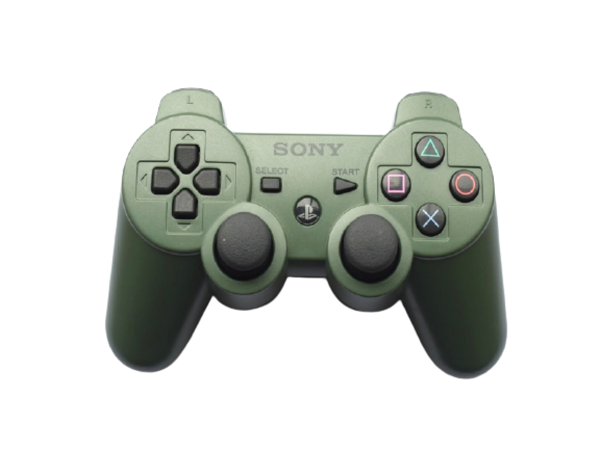 Jungle Green Sony DualShock 3 wireless controller for PlayStation 3 featuring analog sticks, action buttons, and ergonomic design