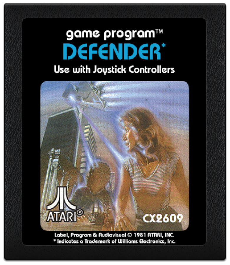 Defender cartridge art for Atari 2600 video game