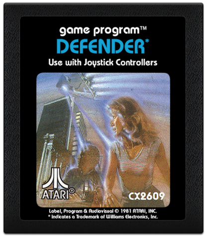 Defender cartridge art for Atari 2600 video game