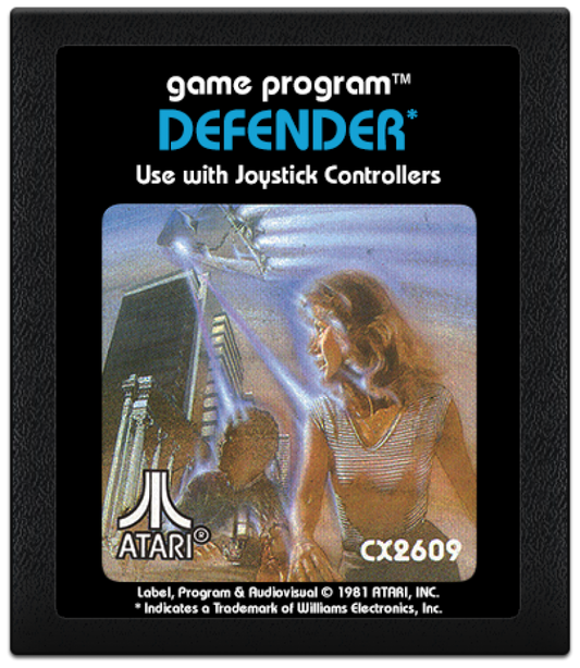Defender cartridge art for Atari 2600 video game