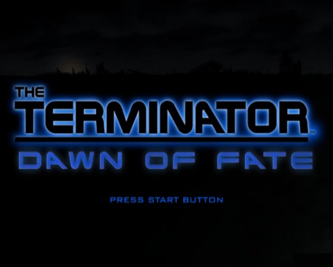 The Terminator Dawn of Fate PlayStation 2 PS2 retro video game action shooter title screen (2002)