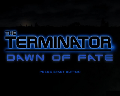 The Terminator Dawn of Fate PlayStation 2 PS2 retro video game action shooter title screen (2002)