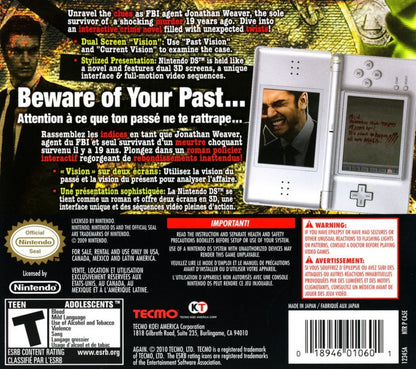 Again: Interactive Crime Novel back cover art for Nintendo DS (DS) video game