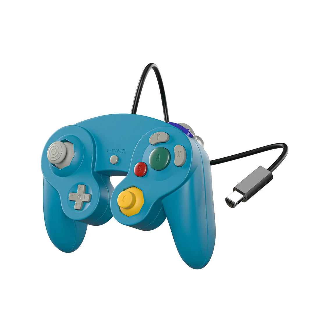 Emerald Green Wired XYAB GameCube Controller Nintendo GameCube gaming accessory featuring vibrant emerald green color design wired controller connection XYAB brand ergonomic grip classic button layout analog control stick C stick shoulder buttons responsive gaming controls compatible GameCube games and supported Nintendo systems retro gaming accessory collectible controller and gaming setup appeal