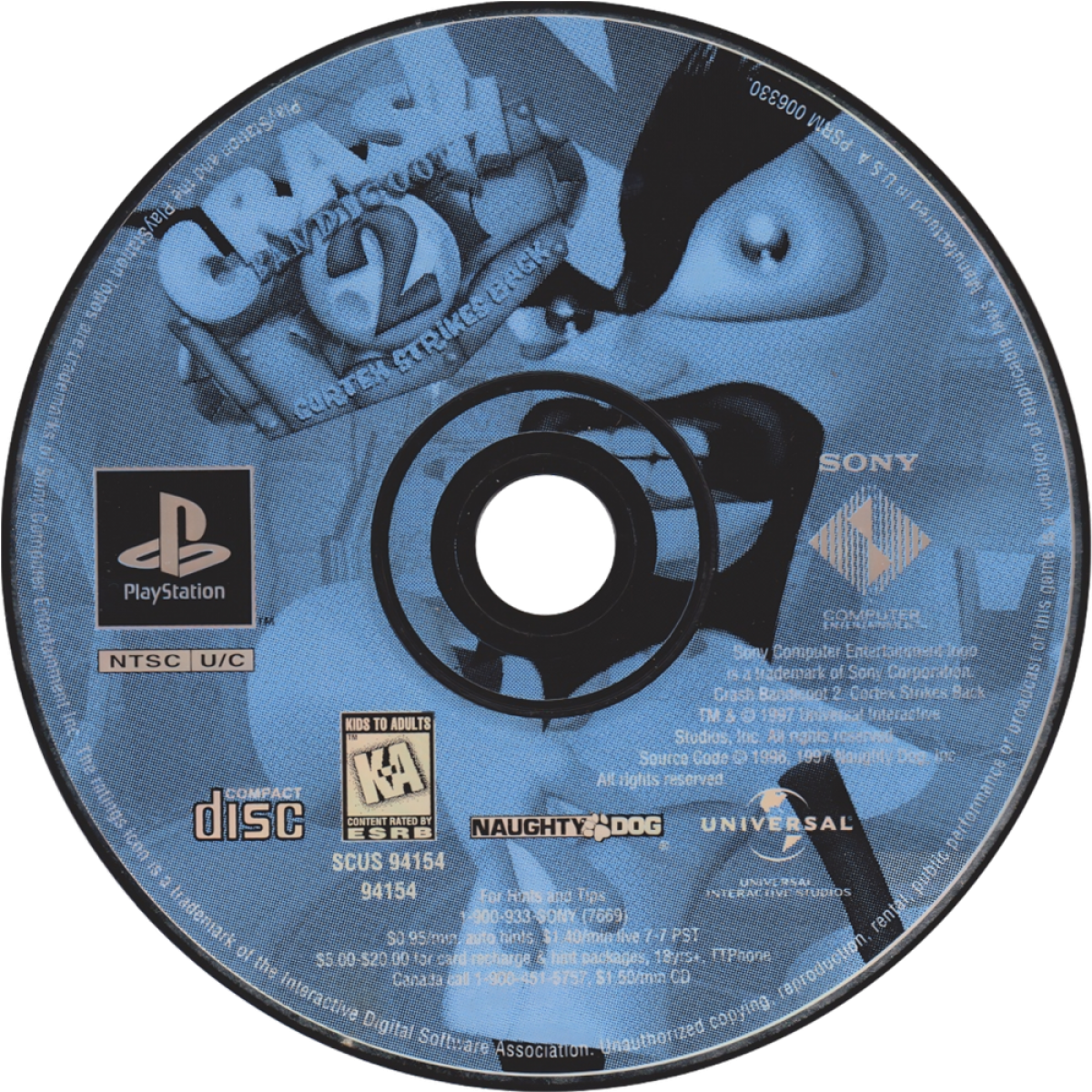 Crash Bandicoot 2 Cortex Strikes Back PlayStation PS1 for platformer video game fans featuring classic 3D platforming gameplay colorful environments challenging levels spin attacks jumping obstacles collectible gems Wumpa fruit adventures iconic Crash Bandicoot action classic PlayStation gaming collectible appeal game disc