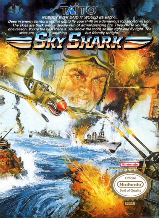 Sky Shark cover art for Nintendo Entertainment System (NES) retro video game