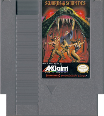 Swords and Serpents Nintendo Entertainment System NES for retro video game enthusiasts featuring classic dungeon crawling role playing gameplay first person exploration turn based inspired combat character progression fantasy adventure and collectible gaming appeal cartridge