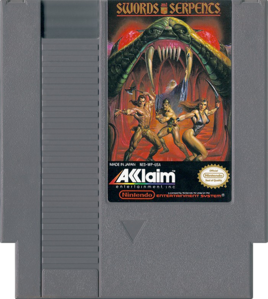Swords and Serpents Nintendo Entertainment System NES for retro video game enthusiasts featuring classic dungeon crawling role playing gameplay first person exploration turn based inspired combat character progression fantasy adventure and collectible gaming appeal cartridge