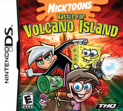 Nicktoons Battle for Volcano Island cover art for Nintendo DS (DS) cartoon action adventure video game