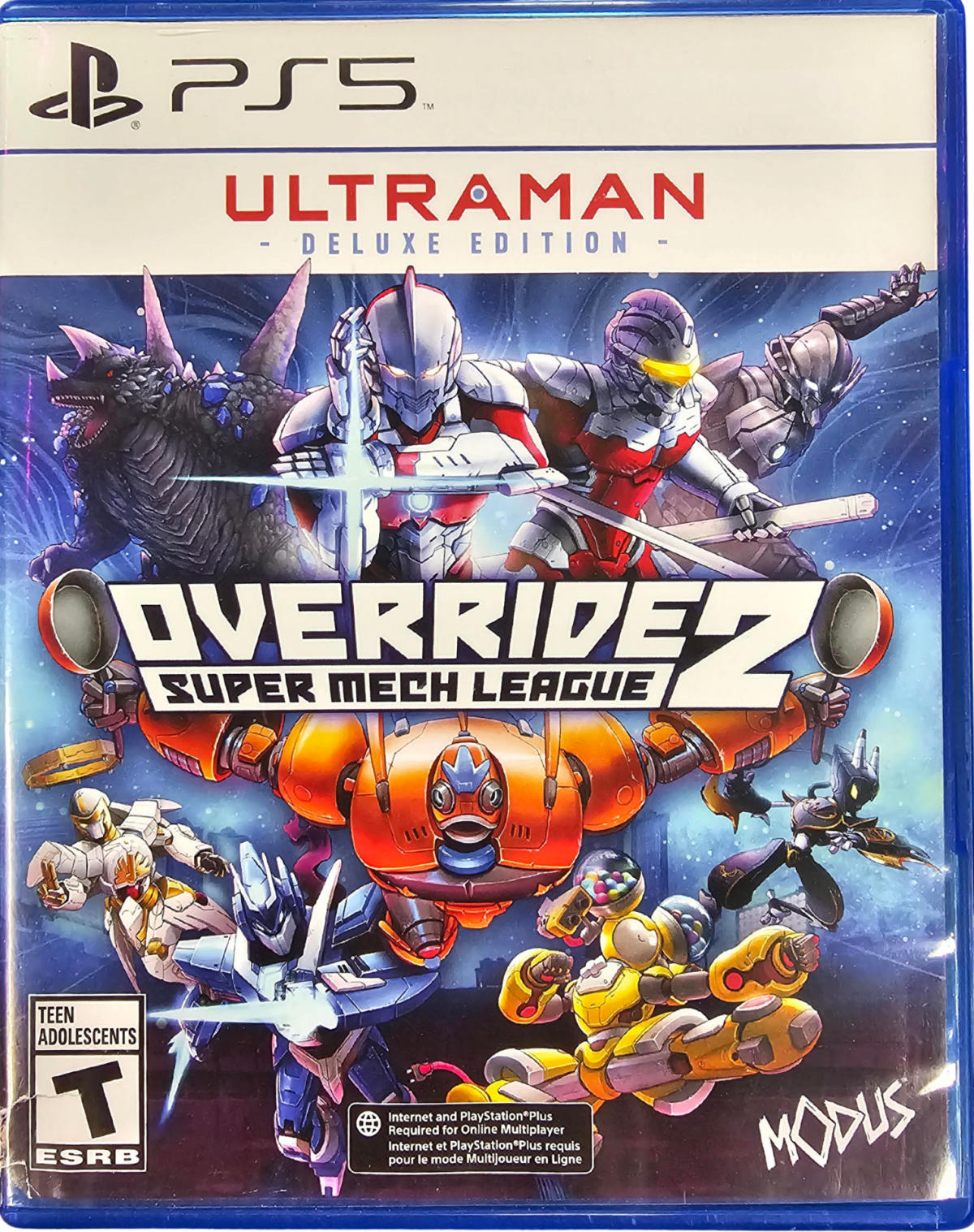 Override 2 Super Mech League PlayStation 5 PS5 for arcade fighting video game fans featuring giant mech battles fast paced combat powerful robot abilities arena environments customizable mechs competitive multiplayer matches special attacks and explosive action packed gameplay collectible gaming appeal front cover art
