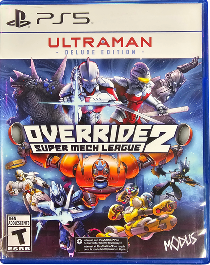 Override 2 Super Mech League PlayStation 5 PS5 for arcade fighting video game fans featuring giant mech battles fast paced combat powerful robot abilities arena environments customizable mechs competitive multiplayer matches special attacks and explosive action packed gameplay collectible gaming appeal front cover art