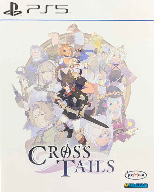 Cross Tails [Import] for PlayStation 5 (PS5) at Gamers INC, featuring a deep tactical RPG experience with a classic quarter-view perspective, where you command customizable units in a story-driven conflict between the feline Kingdom of Ranverfurt and the canine Republic of Hinkula front cover