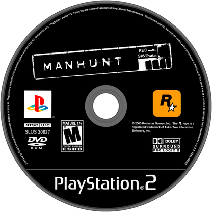 Manhunt disc art for PlayStation 2 (PS2) video game
