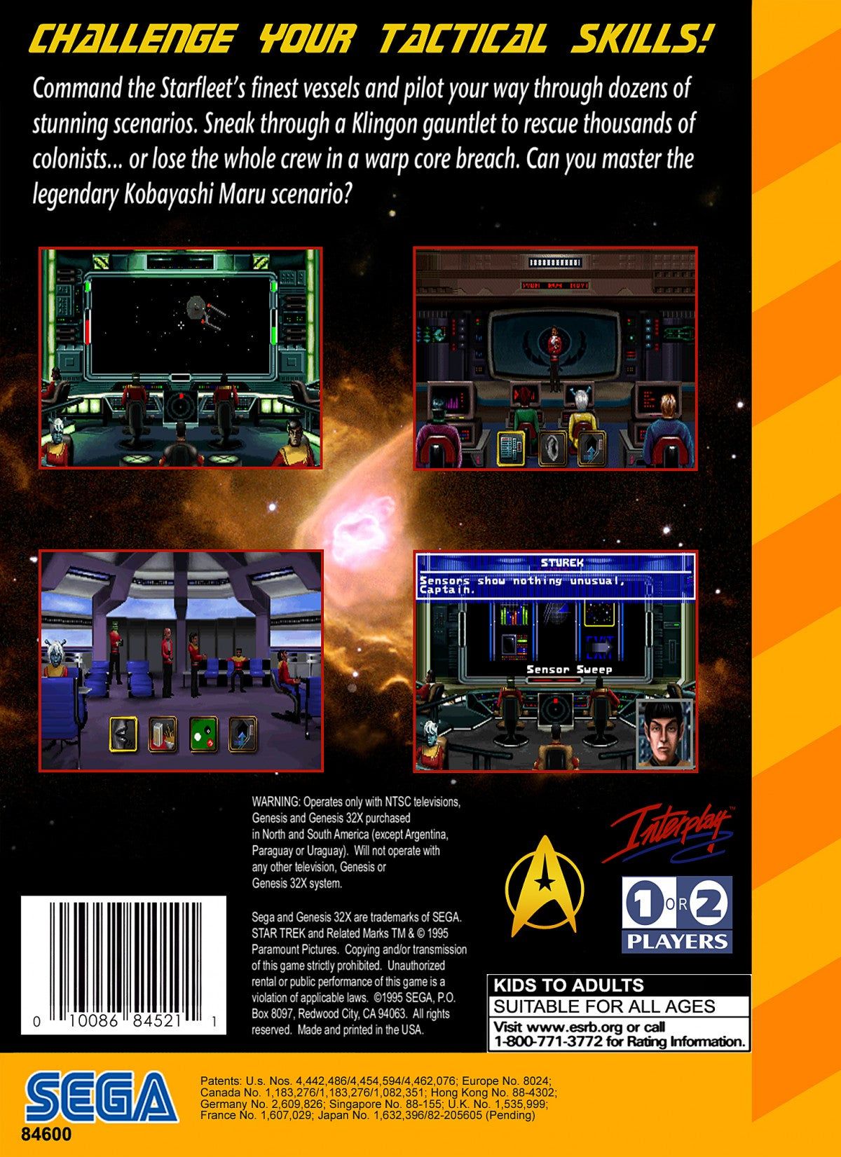 Star Trek: Starfleet Academy Sega 32X Star Trek Starfleet Academy space combat simulator space flight training missions starship piloting missions 90s sci fi space game retro 32X title back cover art