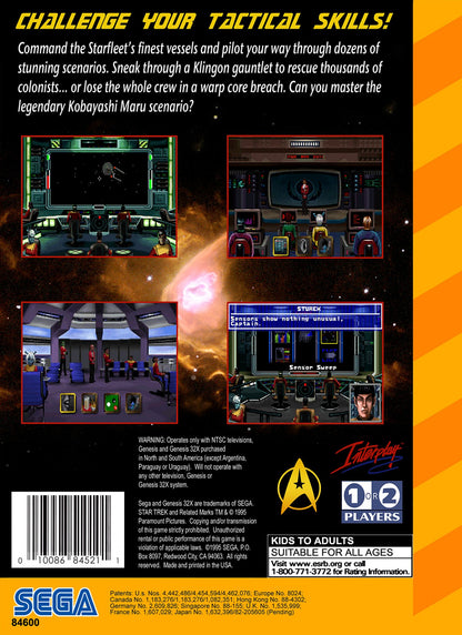 Star Trek: Starfleet Academy Sega 32X Star Trek Starfleet Academy space combat simulator space flight training missions starship piloting missions 90s sci fi space game retro 32X title back cover art
