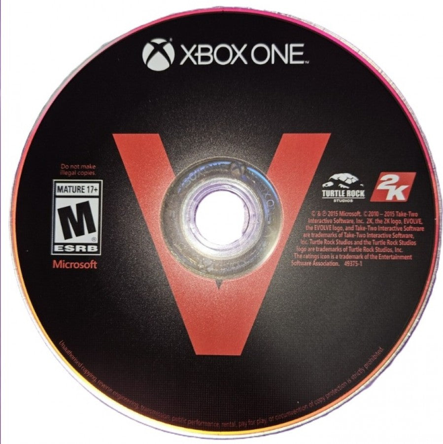 Evolve – Xbox One (XONE) disc for online multiplayer sci-fi shooter featuring 4v1 monster hunting gameplay.