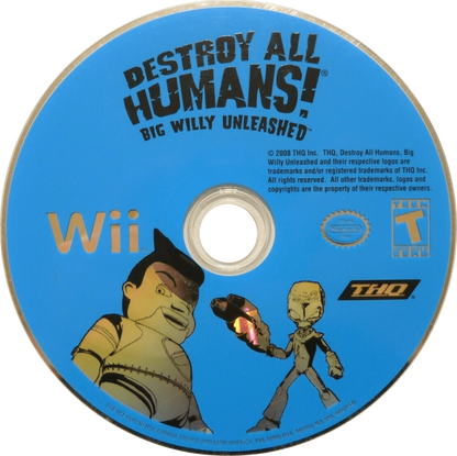 Destroy All Humans Big Willy Unleashed disc cover art for Nintendo Wii (Wii) video game