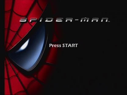 Spider-Man start screen for Nintendo GameCube (GC) superhero action adventure video game