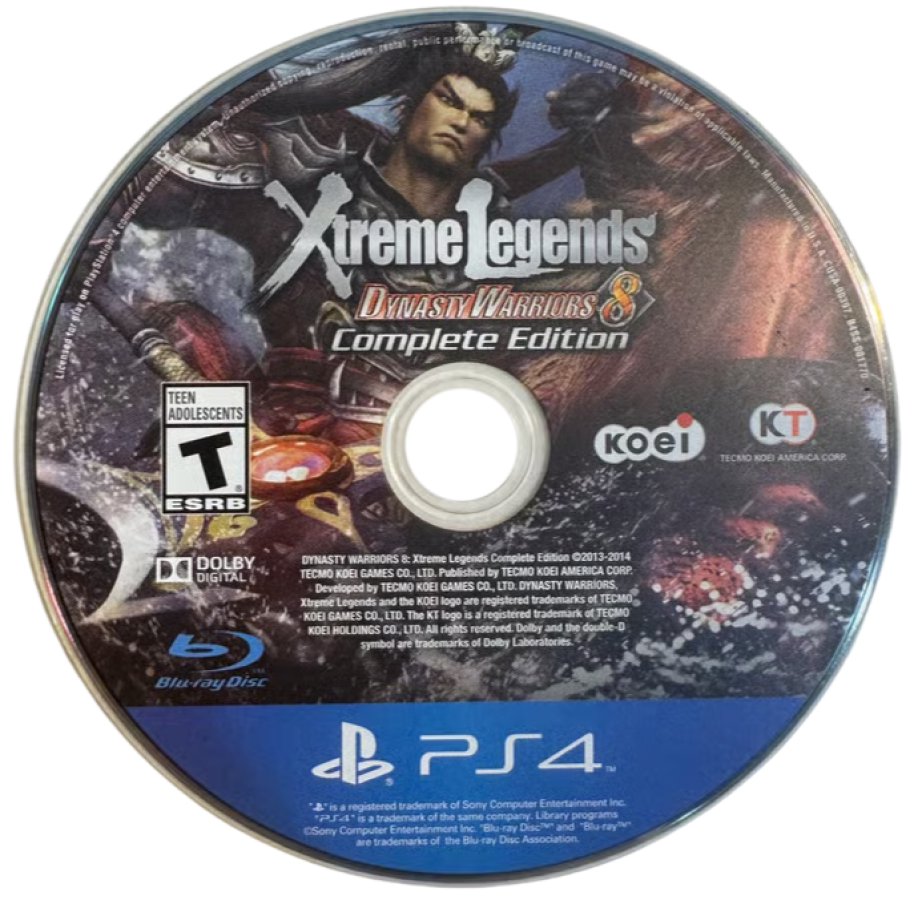 Dynasty Warriors 8: Xtreme Legends [Complete Edition] – PlayStation 4 (PS4) video game disc, hack-and-slash action by Koei Tecmo