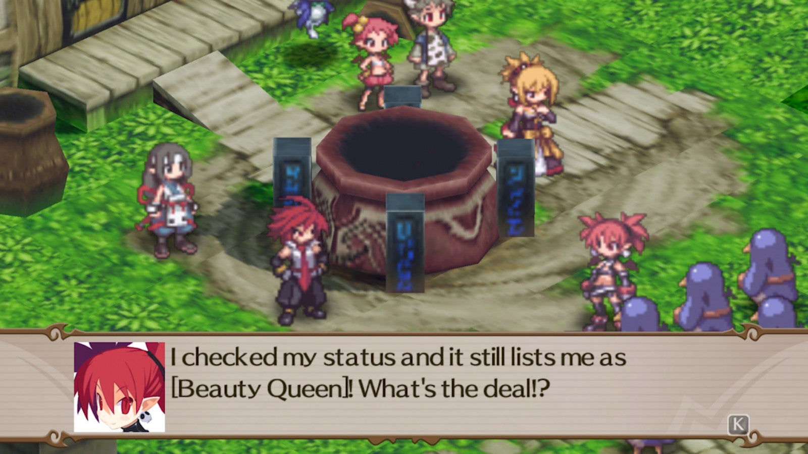 Disgaea 2 Cursed Memories game for the PlayStation 2 featuring tactical RPG gameplay with grid based battles deep character leveling humorous storylines and over the top mechanics set in the Netherworld gameplay