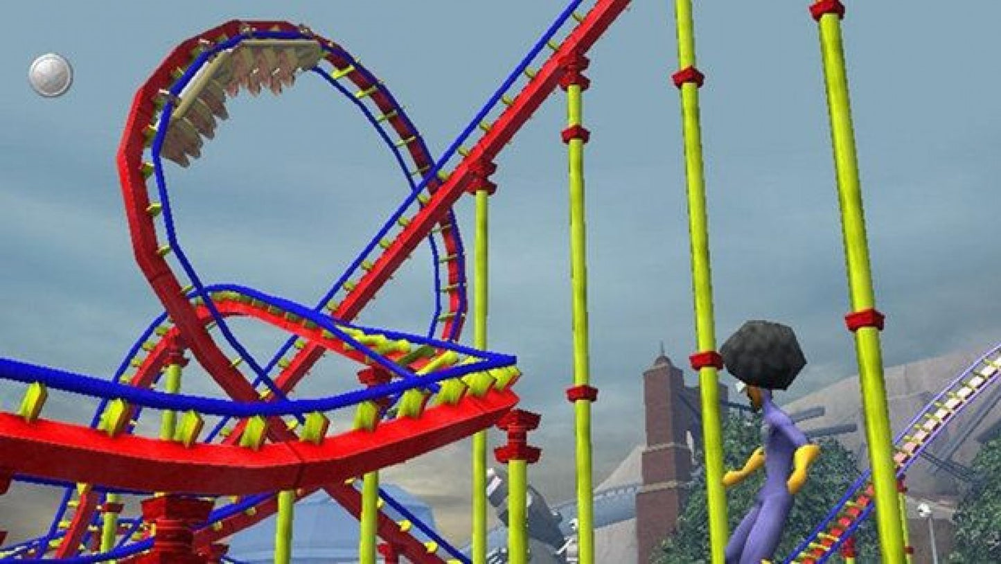 Thrillville – PlayStation 2 (PS2) video game gameplay, theme park management and simulation.