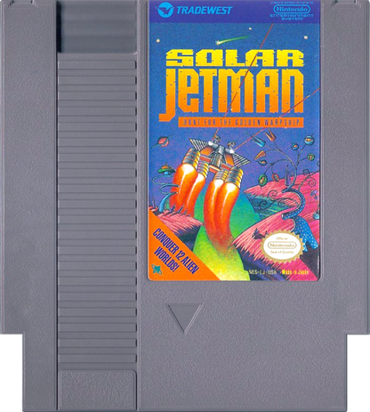 Solar Jetman Nintendo Entertainment System NES video game featuring space exploration gameplay planetary environments spacecraft navigation treasure hunting gravity based movement challenging caves and classic 8 bit action adventure retro video game collection collectible gaming appeal game cartridge