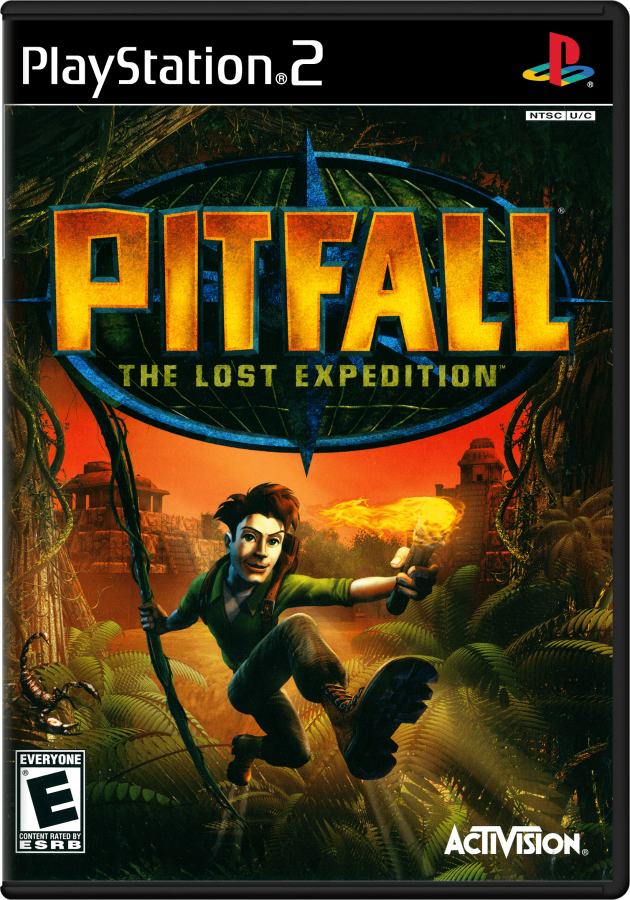 Pitfall The Lost Expedition PS2 PlayStation 2 action adventure platformer jungle exploration treasure hunting survival gameplay retro video game cover art