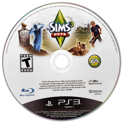 The Sims 3: Pets disc art for PlayStation 3 PS3 video game