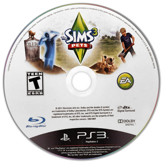The Sims 3: Pets disc art for PlayStation 3 PS3 video game