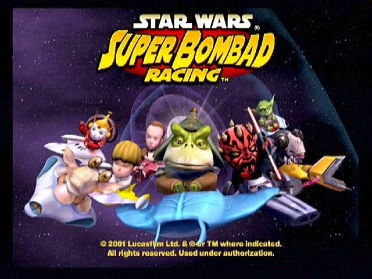 Star Wars: Super Bombad Racing – PlayStation 2 (PS2) video game title screen, arcade kart racing
