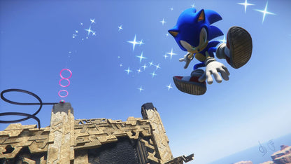Sonic Frontiers retro PlayStation 4 video game featuring open world platform gameplay, fast paced Sonic action, exploration challenges and classic PS4 entertainment - gameplay