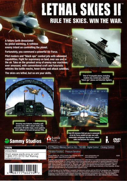 Lethal Skies II PlayStation 2 retro video game combat flight simulator back of case (2003)