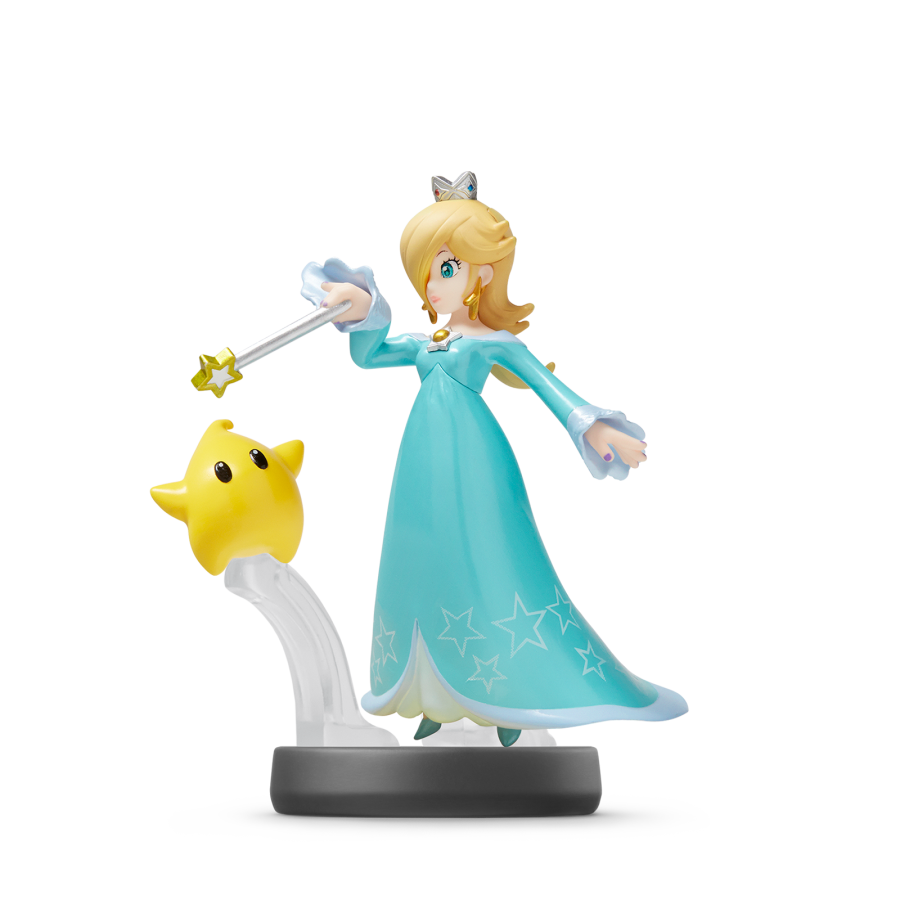 Rosalina Amiibo Super Smash Bros Nintendo Amiibo collectible figure featuring Rosalina from Super Mario Galaxy detailed character design flowing dress and Luma companion Super Smash Bros styling NFC functionality compatible Nintendo games Amiibo collection display collectible and gaming accessory appeal 