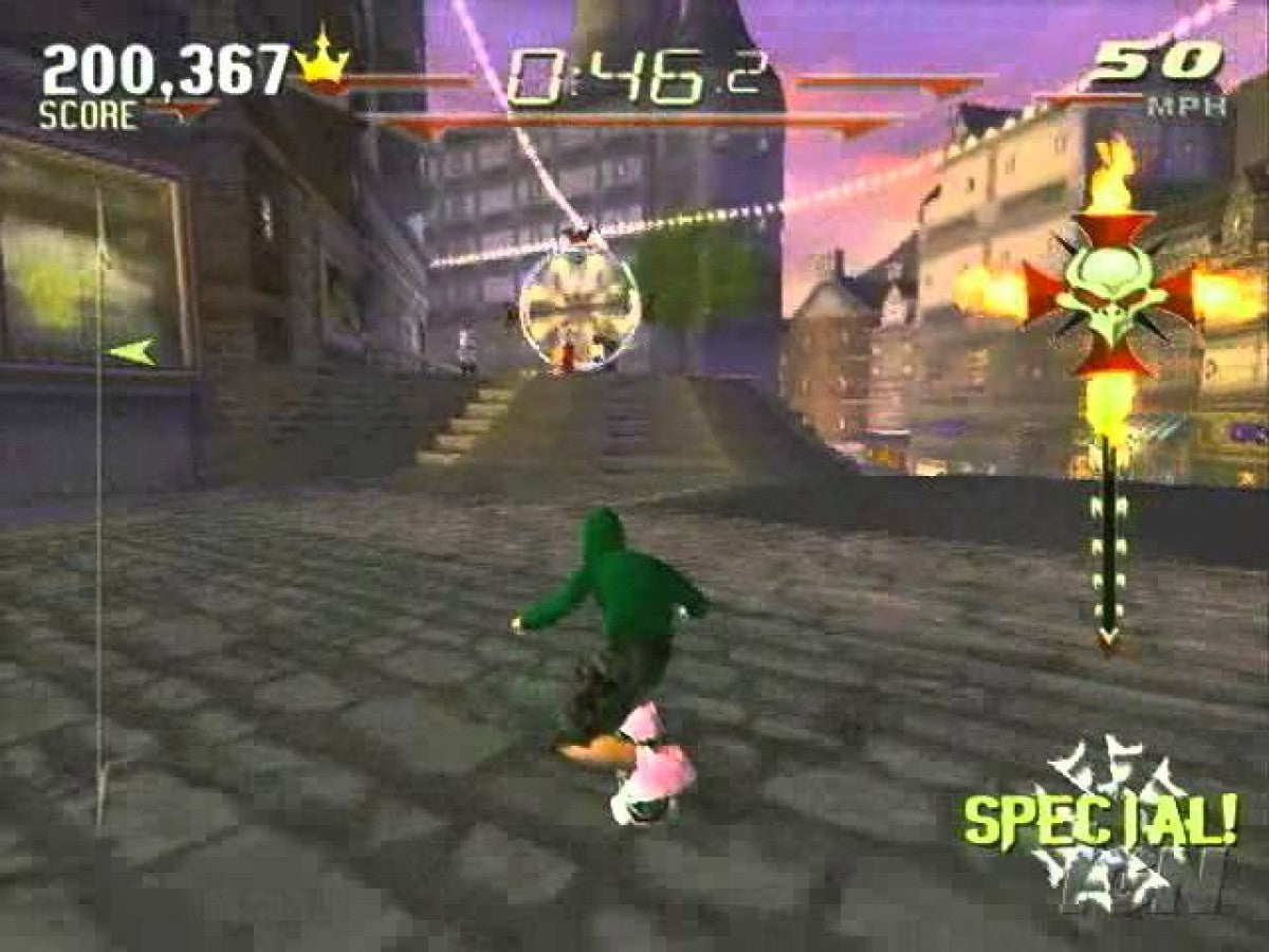 Tony Hawk's Downhill Jam for PlayStation 2 skateboarding racing game fast paced downhill courses trick combos arcade style multiplayer modes gameplay