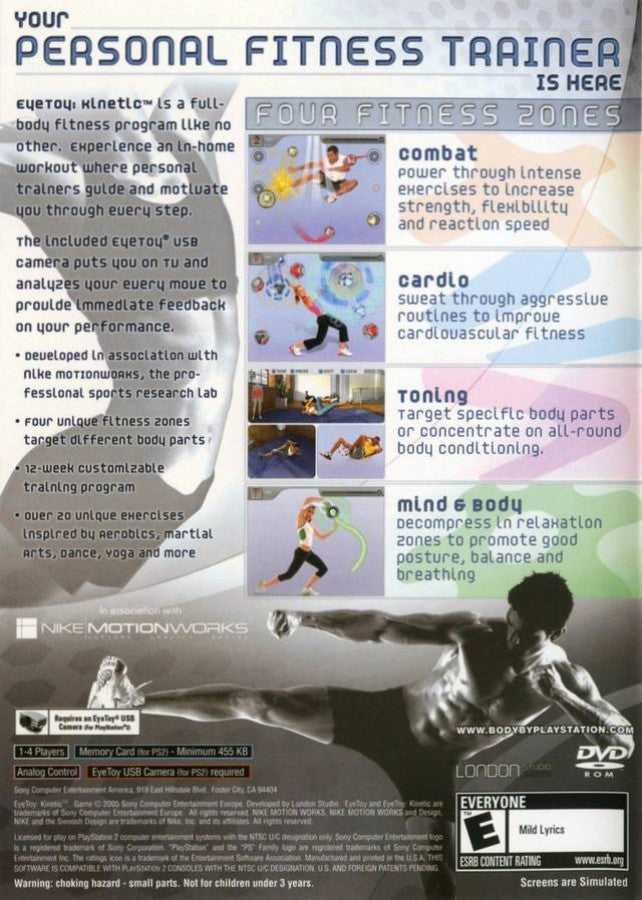 EyeToy: Kinetic back of case for PlayStation 2 (PS2) motion-controlled fitness training video game
