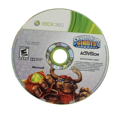 Skylanders: Giants disc cover art for Xbox 360 (X360) action-adventure toys-to-life video game