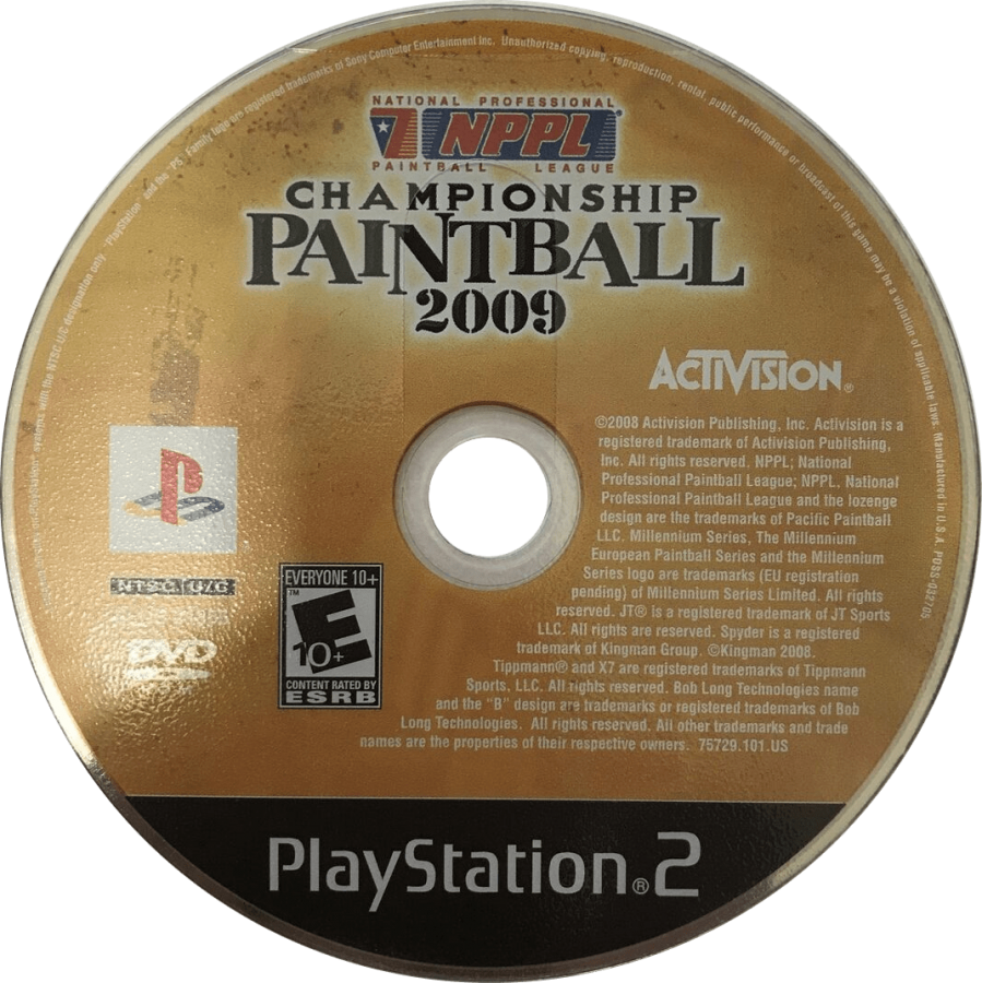 NPPL Championship Paintball 2009 – PlayStation 2 (PS2) video game disc, first-person paintball sports simulation game.