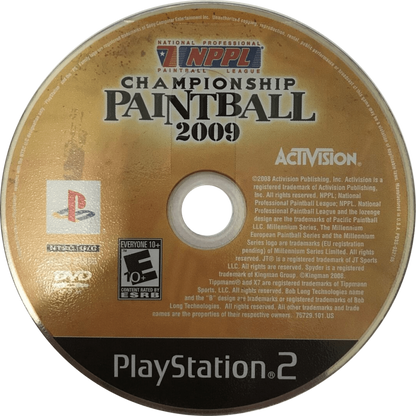NPPL Championship Paintball 2009 – PlayStation 2 (PS2) video game disc, first-person paintball sports simulation game.
